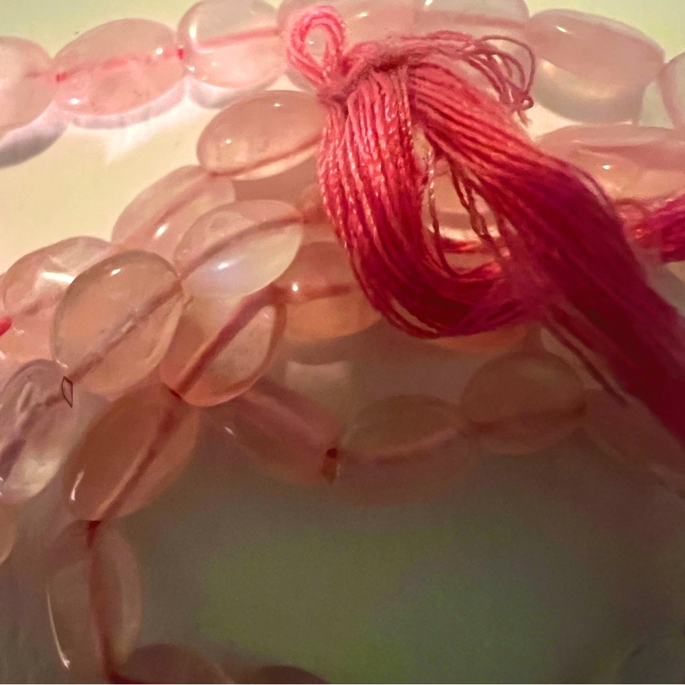 SEED BEADS Matte Red Pink Rose Large Hole &  strand pink quartz oval beads - Picture 3 of 7
